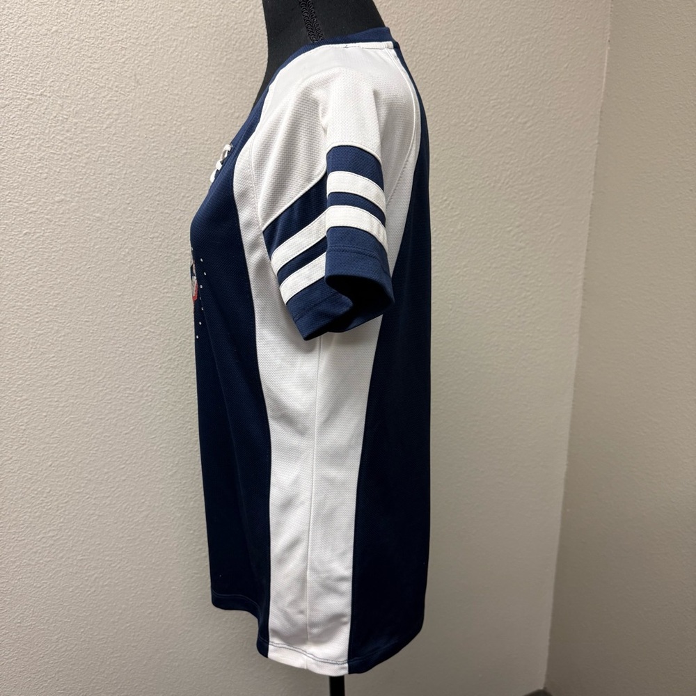 Majestic Patriots Navy White Lace Up NFL Fan Jersey Top Large - Picture 4 of 9